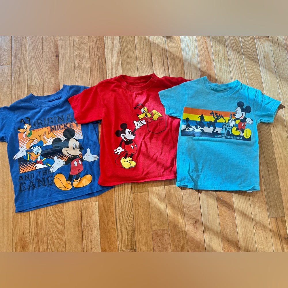 Disney Mickey Mouse Short Sleeve Tee Trio - Blue, Red, Teal
